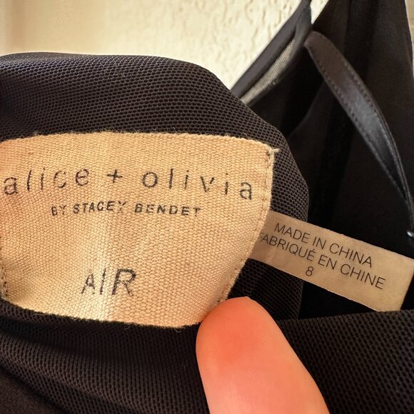 Alice + Olivia Classy Black Mesh Open Back Midi Dress – Size 8 (Fits M–L) - Picture 6 of 9